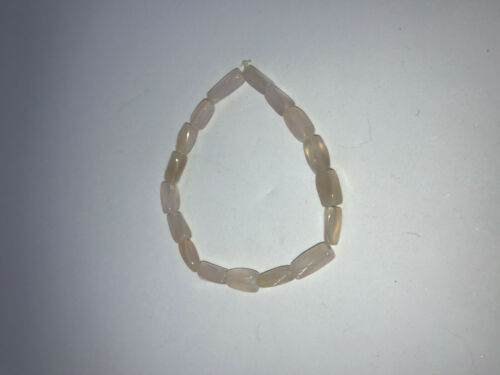 Natural Pink Chalcedony Gemstone Cubes Beaded Stretch Bracelet