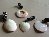 Natural Shell Pendant on Black Cord Adjustable Necklace Oval or Donut