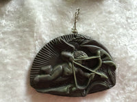 Natural Ribbon jasper Gemstone Carved Cupid Pendant