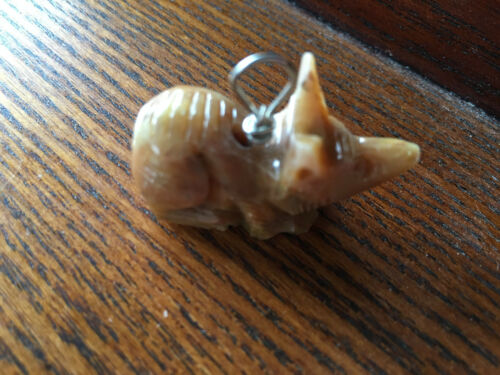 Natural 3d Soapstone Carved Fox Pendant