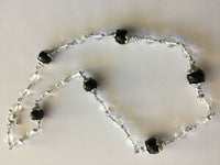 Clear Quartz, Black Onyx, Or Alternating Gemstone Beaded Link Necklaces