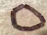 Amethyst Long Cubes Beaded Gemstone Stretch Bracelet