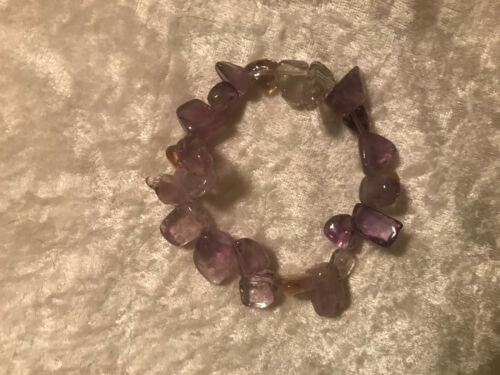 natural lavender amethyst gemstone tumbled beaded stretch bracelet