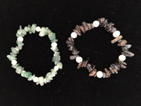 natural gemstone chip and pearl beaded stretch bracelets