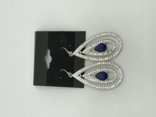 Natural Sapphire Gemstone Teardrop Sterling Silver Dangle Earrings