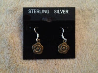 Silvertone Rose Charm Dangle Earrings