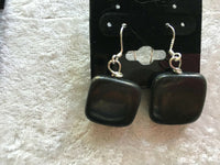 Blackstone Square and Sterling Silver Gemstone Dangle Earrings