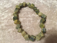 natural yellow turquoise gemstone cubes beaded stretch bracelet