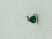 natural Emerald Gemstone Triangle Sterling Silver Pendant