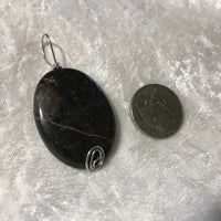 Brown Snowflake Obsidian Gemstone Carved Puffy Oval Pendant