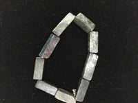 Natural Serpentine Gemstone Chunky Long Cubes Beaded Stretch Bracelet