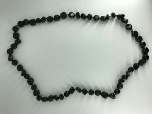 natural golden sheen obsidian gemstone long tumbled beaded necklace