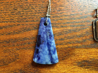 Natural Blue Sodalite Gemstone Carved Triangle Pendant