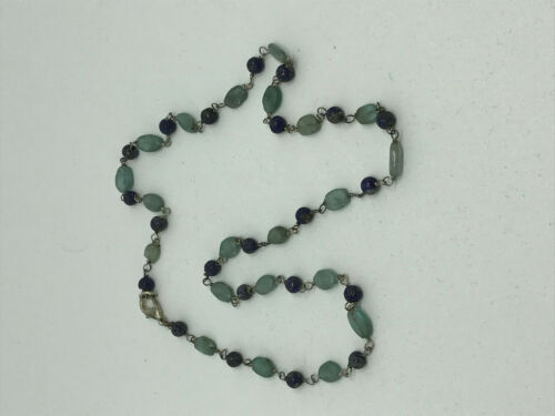 Natural Apatite and Lapis Gemstone Dainty Beaded Necklace