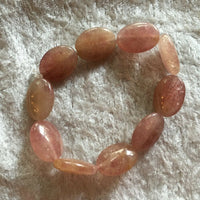 natural raspberry quartz gemstone beaded stretch bracelet