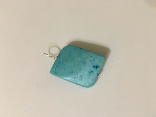 Natural Turquoise Gemstone Carved twisted Rectangle Pendant