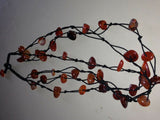 Tumbled Agate Gemstone Beaded 3 Strand 18 Inch Necklace, Black or Red