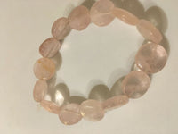 natural rose quartz gemstone puffy disks beaded stretch bracelet