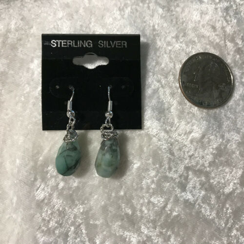 Emerald Gemstone Faceted Teardrop and .925 Sterling Silver Dangle Earrings