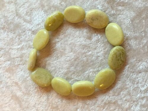 Natural Peridot jasper Gemstone ovals Beaded Stretch Bracelet