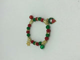 christmas jingle bell wreath and snowflake stretch charm bracelet