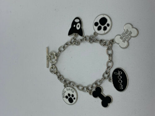 silvertone dog lover charm bracelet