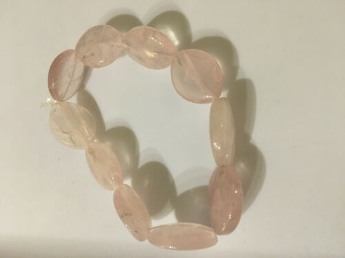 natural rose quartz gemstone puffy ovals beaded stretch bracelet