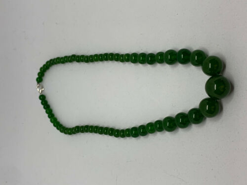 Natural Emerald Gemstone Graduated Round Beaded Necklace