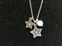 Silvertone Star and Acrylic White Pearl 16"-19" Adjustable Charm Necklace