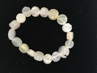 Natural Green and White Onyx Gemstone Flat Rounds Beaded Stretch Bracelet