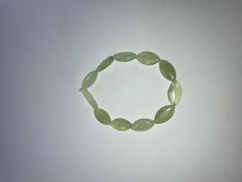 natural jade gemstone pointed ovals beaded stretch bracelet