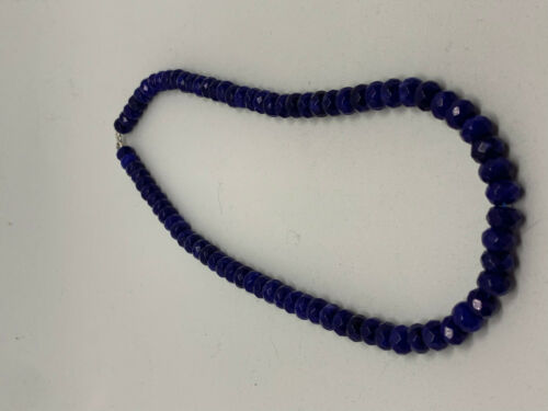 Natural Sapphire Gemstone Chunky Faceted Rondelles Beaded Necklace