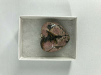 Natural Rodonite Gemstone Carved Puffy Heart Pendant