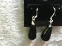 Natural Black onyx Gemstone Teardrop Sterling Silver Dangle Earrings