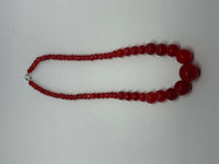 Natural Ruby Gemstone Faceted Round Graduated Beaded Necklace