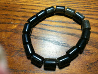 natural obsidian gemstone chunky tubes beaded stretch bracelet
