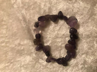 natural dark amethyst gemstone tumbled beaded stretch bracelet