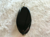 Natural Black onyx Gemstone Carved Twisted Oval Pendant