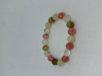 Natural Watermellon Tourmaline Gemstone Faceted Round Beaded Stretch Bracelet