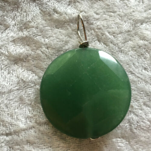 Natural Green Aventurine Gemstone Faceted Puffy Coin Pendant