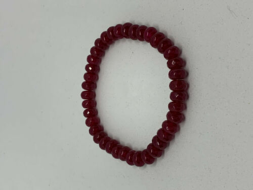 Natural Garnet Gemstone Faceted Rondelles Beaded Stretch Bracelet