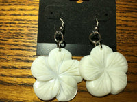natural mother of pearl carved flower dangle earrings
