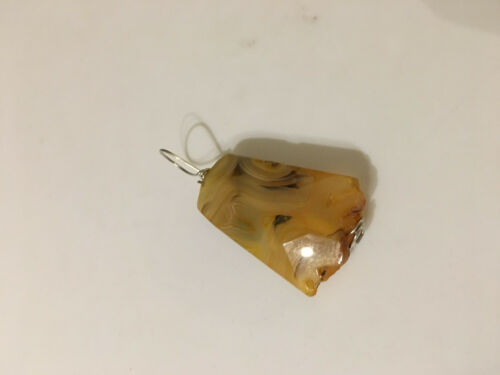 natural agate gemstone faceted slab with rough bottom pendant