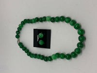 Natural Emerald Gemstone Round Beaded Necklace and Stud Earrings Set