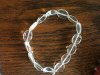 Natural Clear Quartz Crystal Gemstone Ovals Beaded Stretch Bracelet