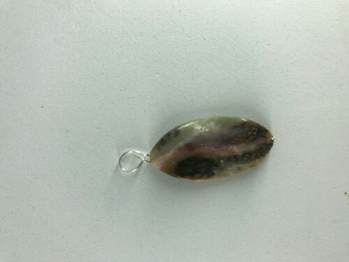 natural pink opal gemstone wavy oval pendant
