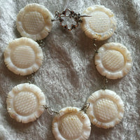 natural mother of pearl carved flower link bracelets