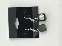 natural blackstone gemstone tumbled cubes dangle sterling silver earrings