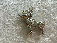 silvertone 3d poodle dog pendant