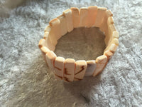 natural shells wide rectangles beaded stretch bracelet